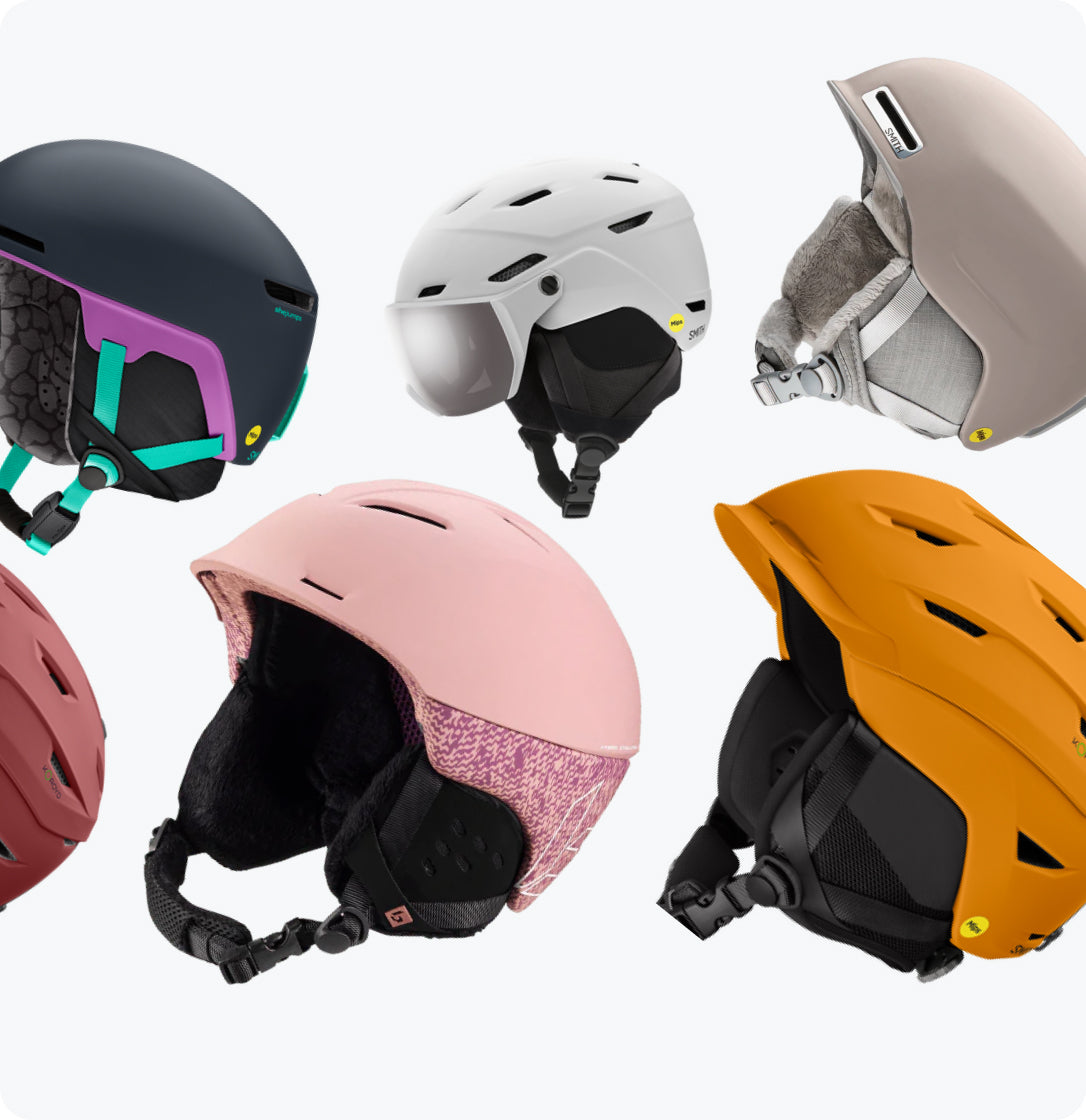 Various compatible snow helmets showcasing Aleck 006 fit for secure in-helmet audio installation