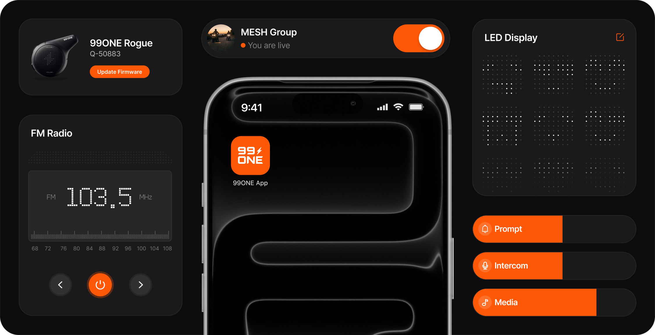 Smartphone with app icons on a dark background
