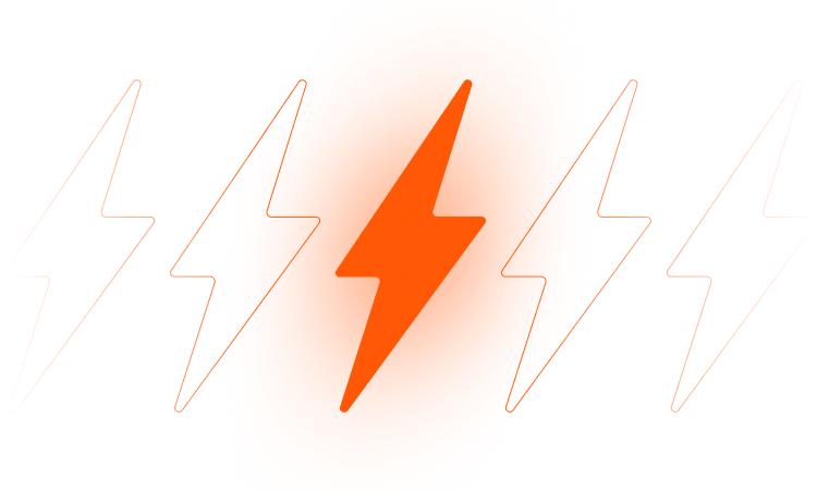 Red lightning bolt with white outlines on a white background