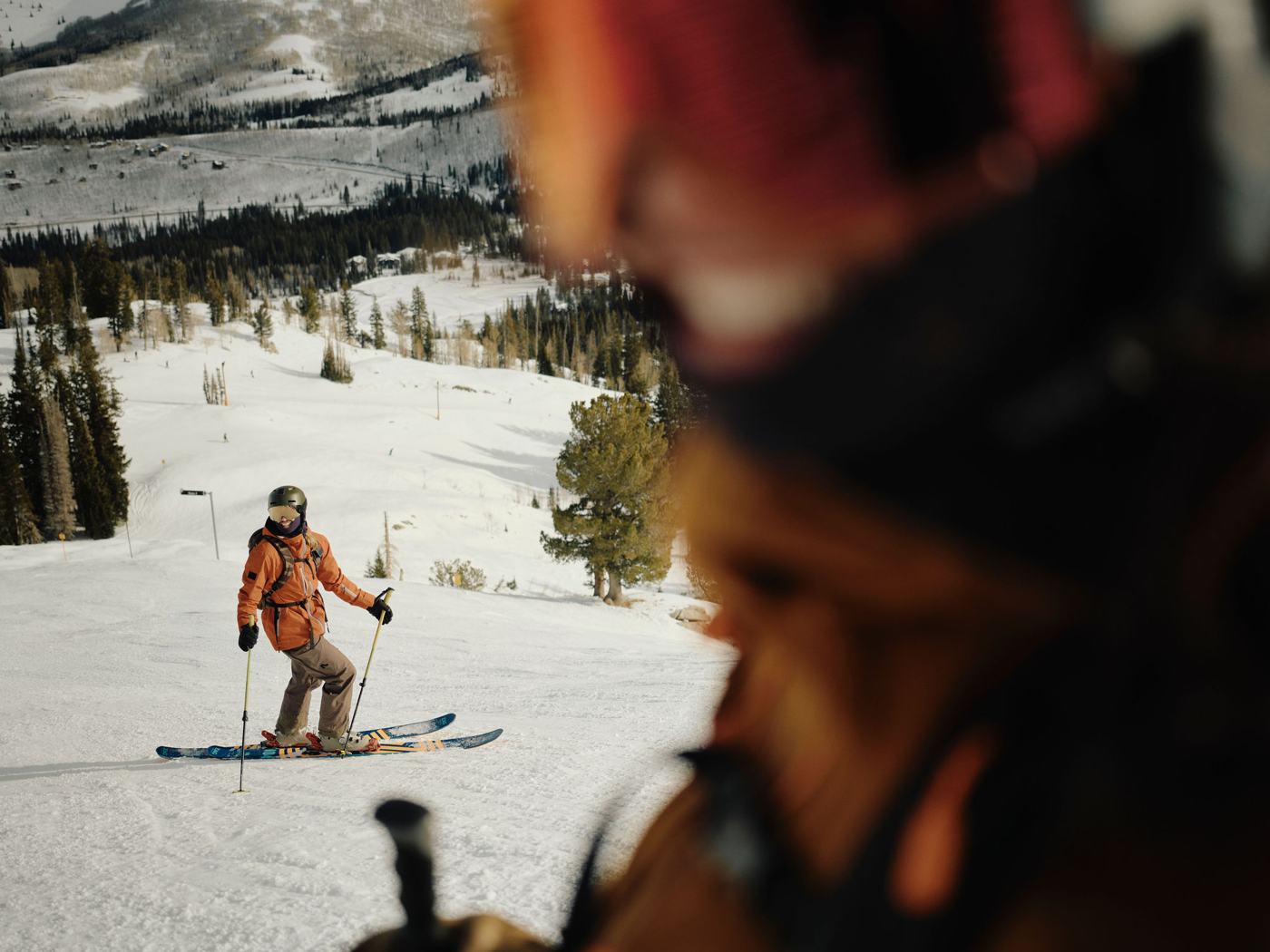 Skiers regrouping on the hill